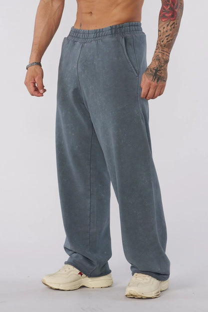 Men?s Loose Fit Straight-Leg Jogger Cotton Gym Pants