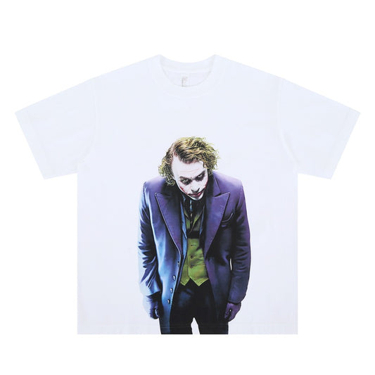Men's Clothing Joker Dark Breathable Printed Crew Neck Short Sleeve T-Shirt for Men and Women