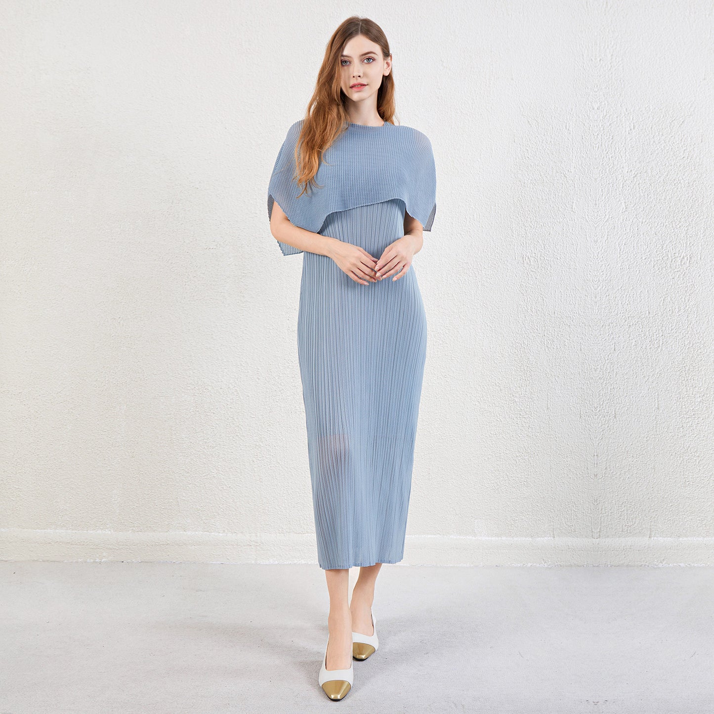 Women's summer French temperament dress seaside holiday wind sun protection cape with vest skirt two-piece set