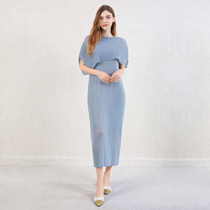 Women's summer French temperament dress seaside holiday wind sun protection cape with vest skirt two-piece set