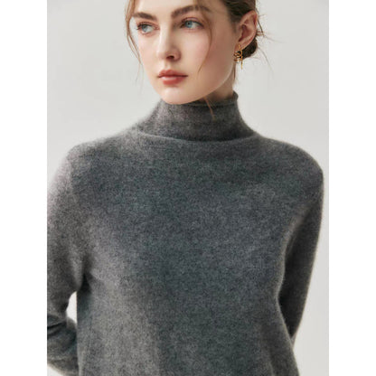 Reversible Cashmere Cardigan Women High Neck Knitted Sweater