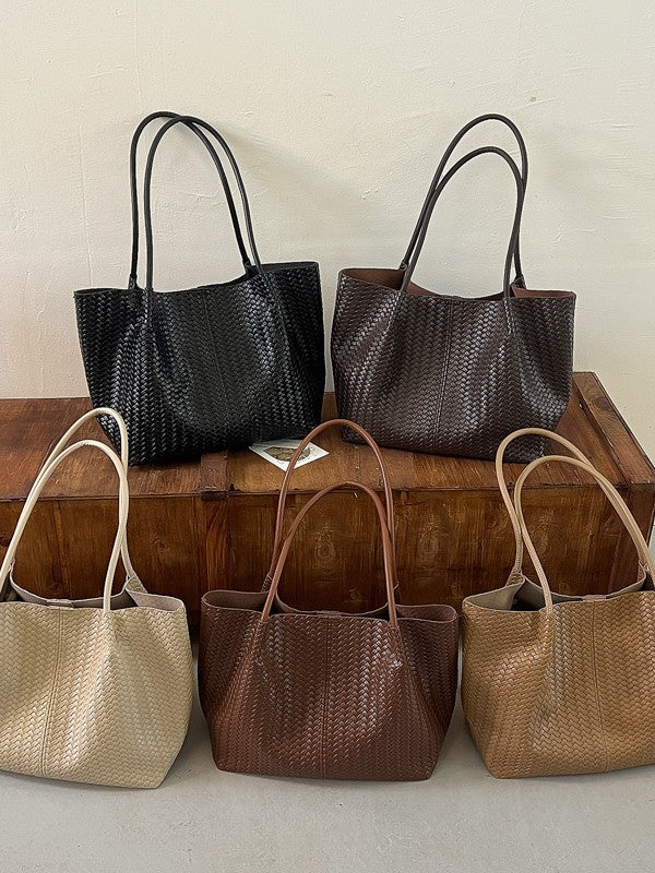 Cross-border 2026 New Autumn Niche Simple Woven Shoulder Handbag for Women, Daily Casual Large Capacity Tote Bag