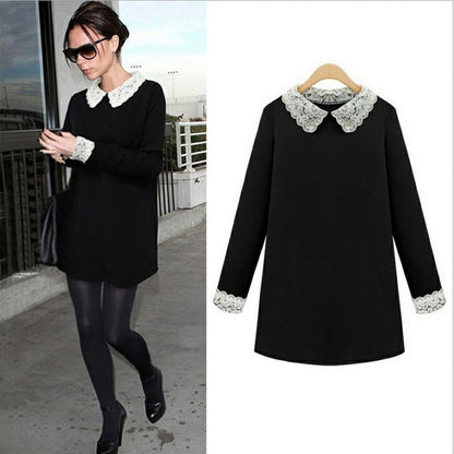 Victoria Beckham plus size jurk met kanten kraag