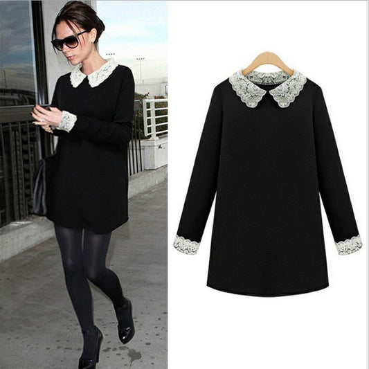 Victoria Beckham plus size jurk met kanten kraag