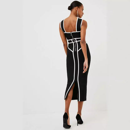 Summer Retro Stretch Geometric Bandage Dress