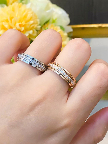 Rotatable Moissanite Diamond Ring Gold Plated Couple Bands