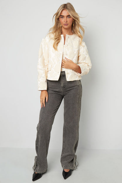 Jacquard ballonmouwjas