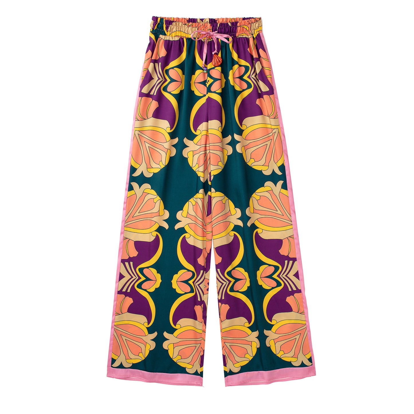 Summer New Pocket Print Shirt Print Pants Set