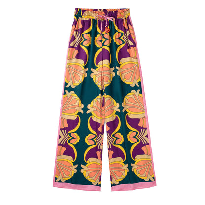 Summer New Pocket Print Shirt Print Pants Set