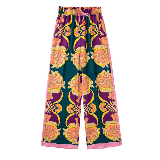 Summer New Pocket Print Shirt Print Pants Set