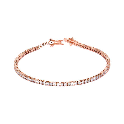 S925 Silver Rose Gold Plated Moissanite Classic Four-Claw Tennis Chain Bracelet