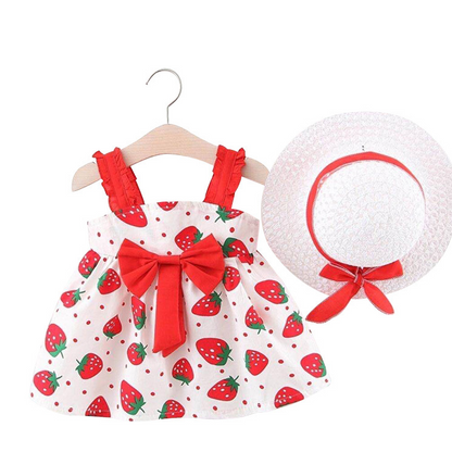 Girls Floral Summer Dress with Hat