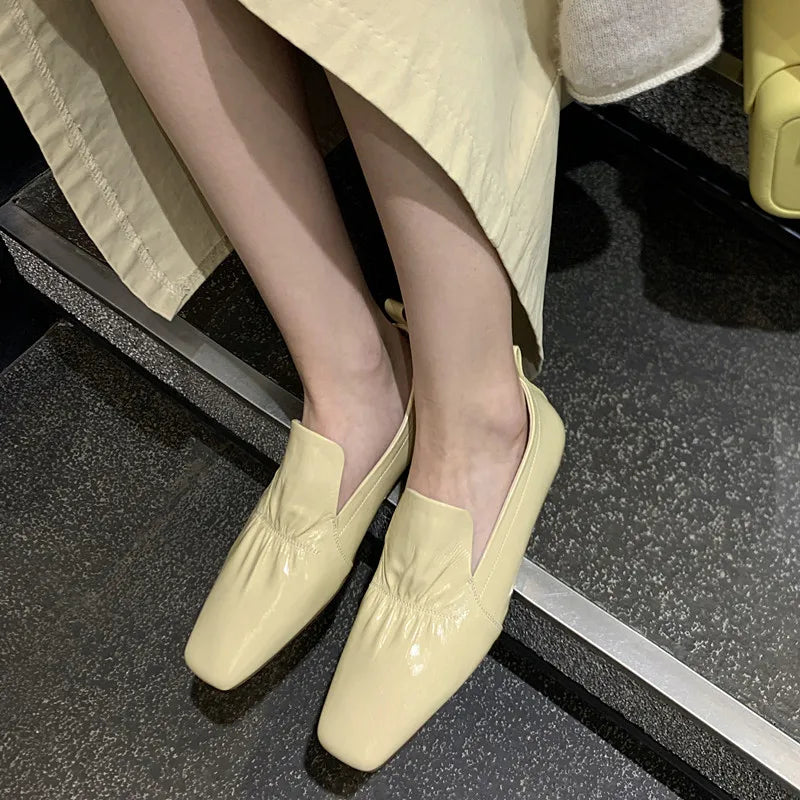 Loafers met vierkante neus van rundleer