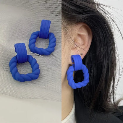 Boho Women's Acrylic Hoop Earrings New Fashion Geometric Twist Dangle Earrings  Trend Female Jewelry Gifts