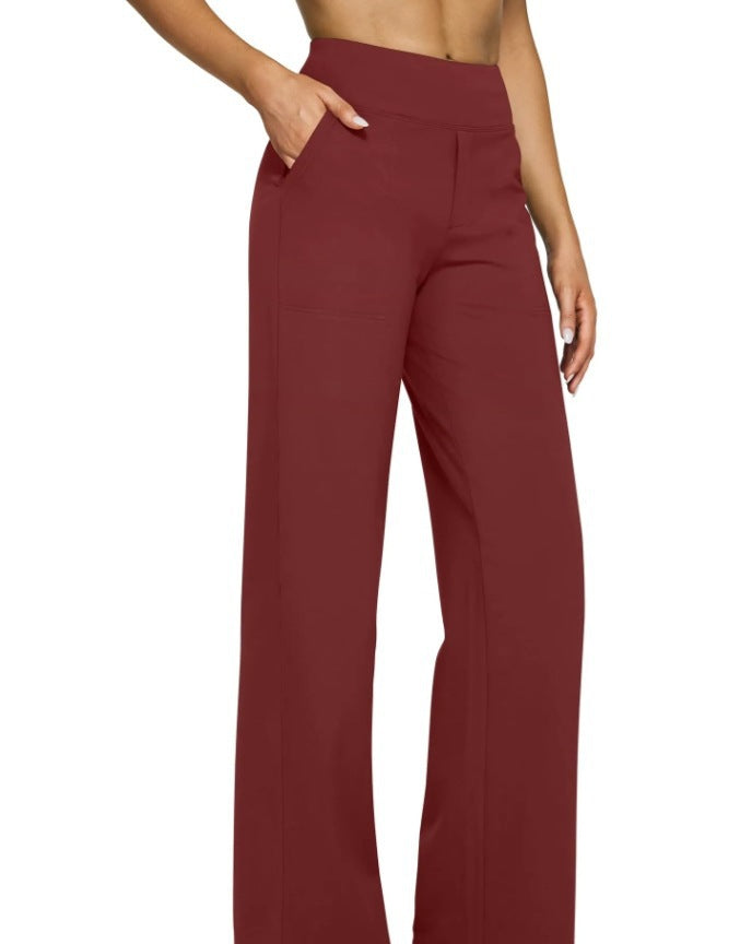 Casual High-Waisted Straight Pants Loose Pocket Yoga Pants