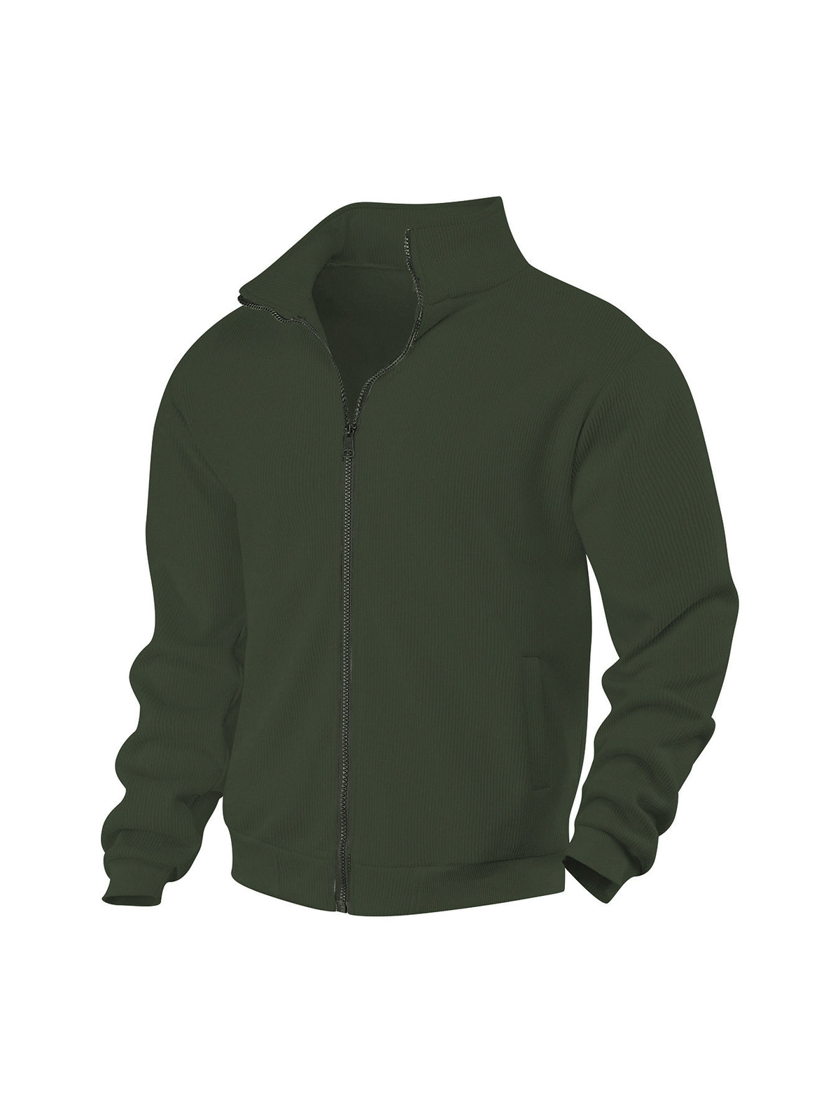 Mens Corduroy High Neck Zip Up Sweater