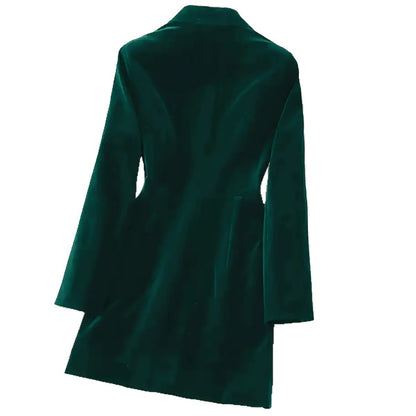 Elegante lange mouwen zakelijke blazerjurk met knopen