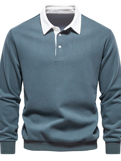 Polo T-shirt voor heren met lange mouwen kraag en knoop of ritssluiting