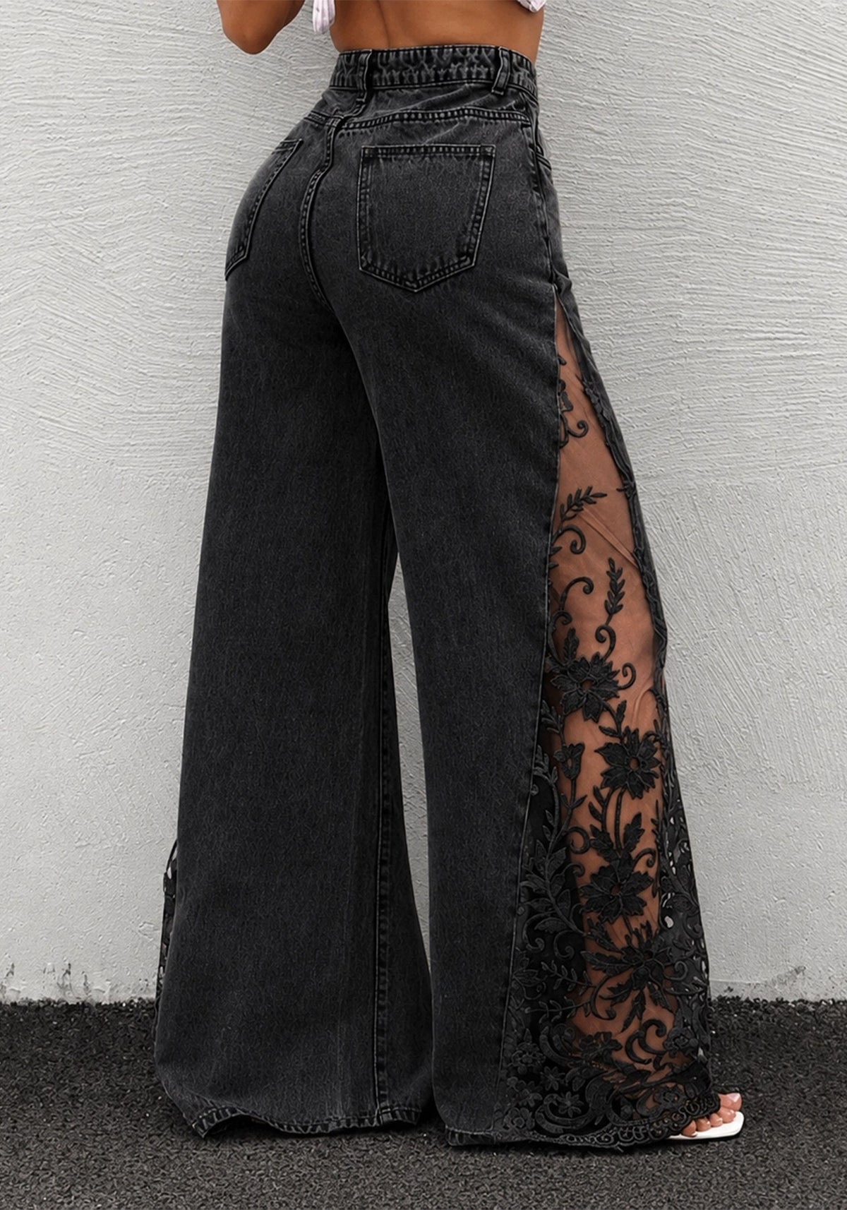 Fashion High Waist Loose Dumped Denim Trousers