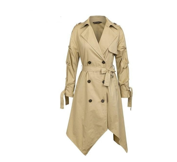 Amerikaanse dameswindjack met strik en onregelmatige zoom