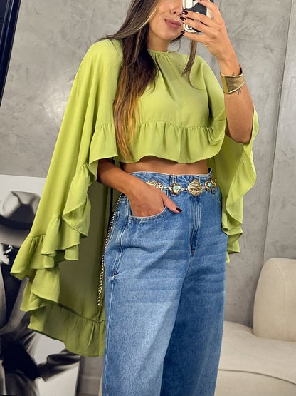 Bohemian geplooide losse jurk en top tweedelige set