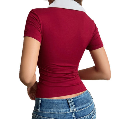 Dames revers T-shirt met korte mouwen