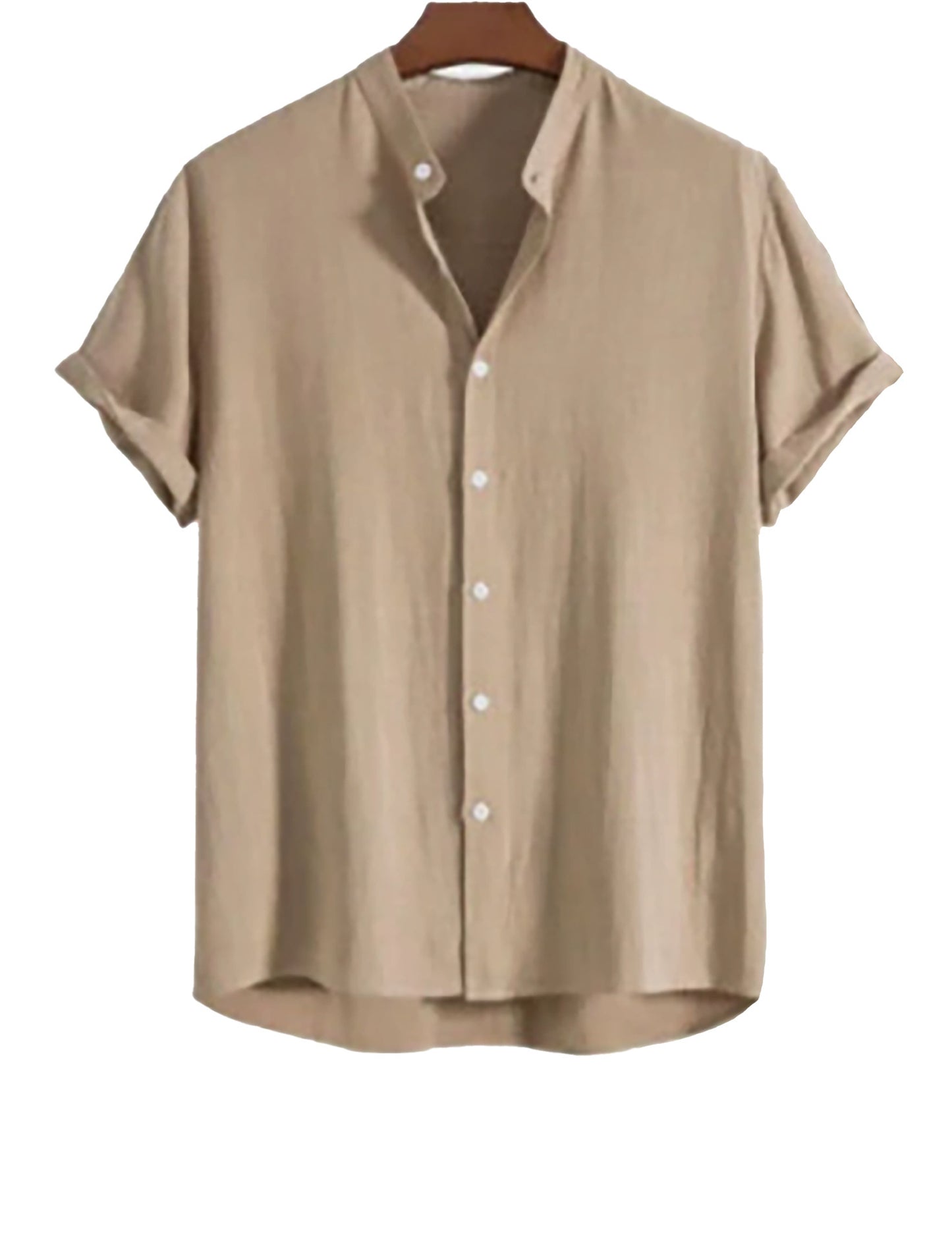 Men's Stand Collar Slim Fit Linen-Cotton Suit Set
