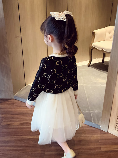 Meisjes gebreide trui met cardigan