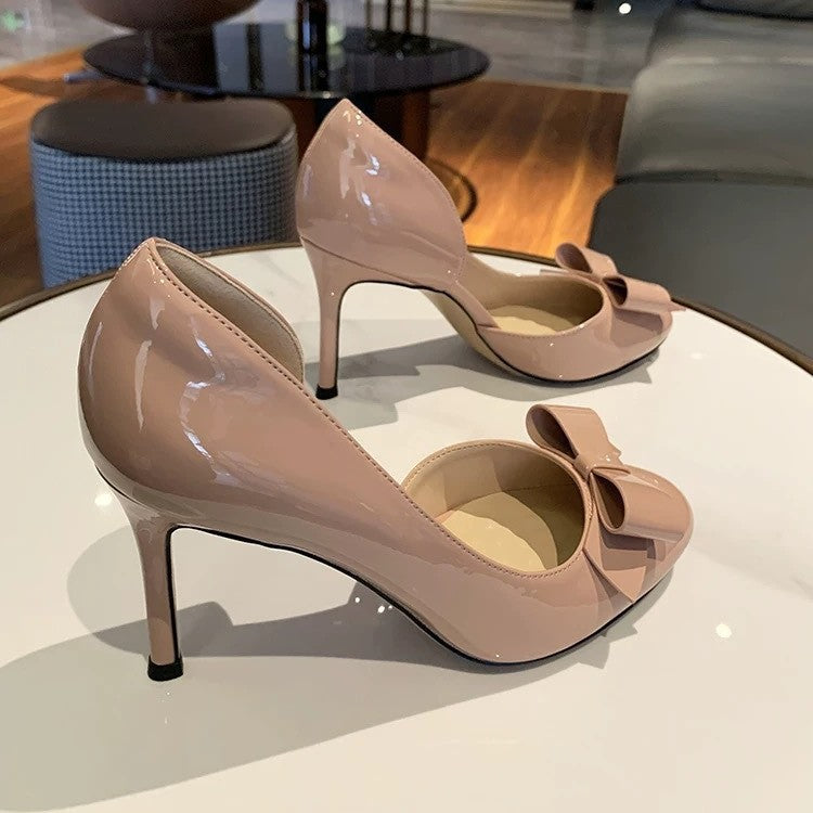 Dames pumps met strik van lakleer 6/8 cm