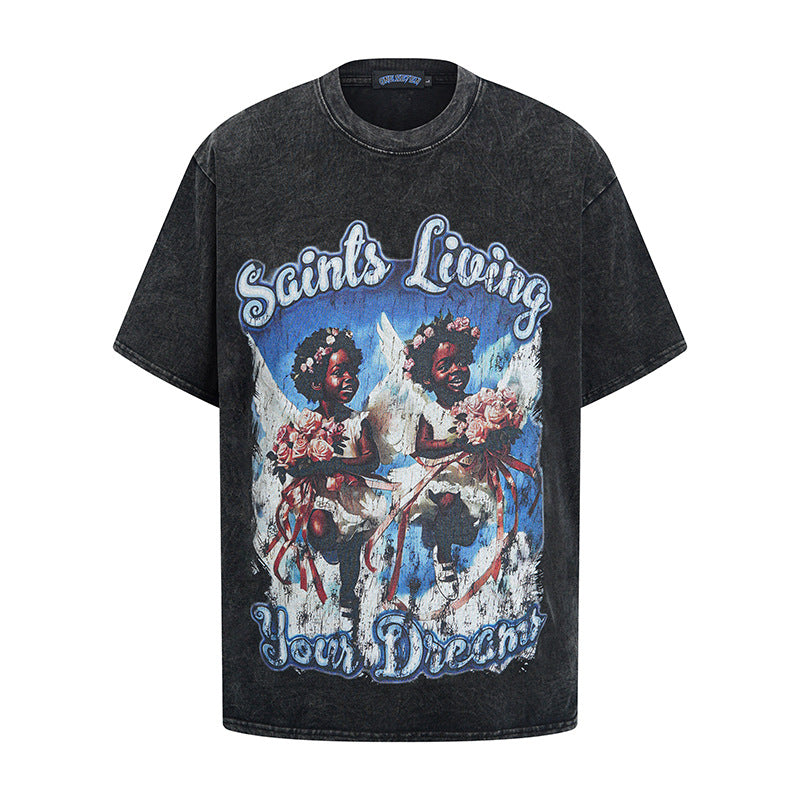 T-shirt met print korte mouwen van puur gewassen katoen voor heren