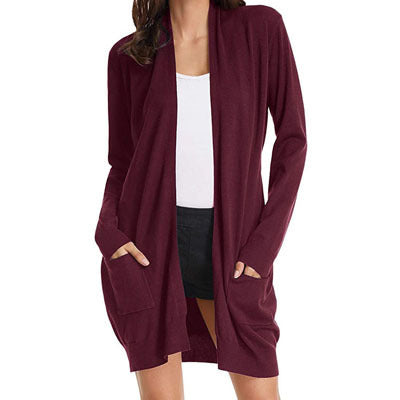 Dames open vest met lange mouwen en zakken