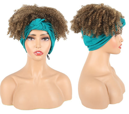 Synthetic fluffy short curly hair headband wig