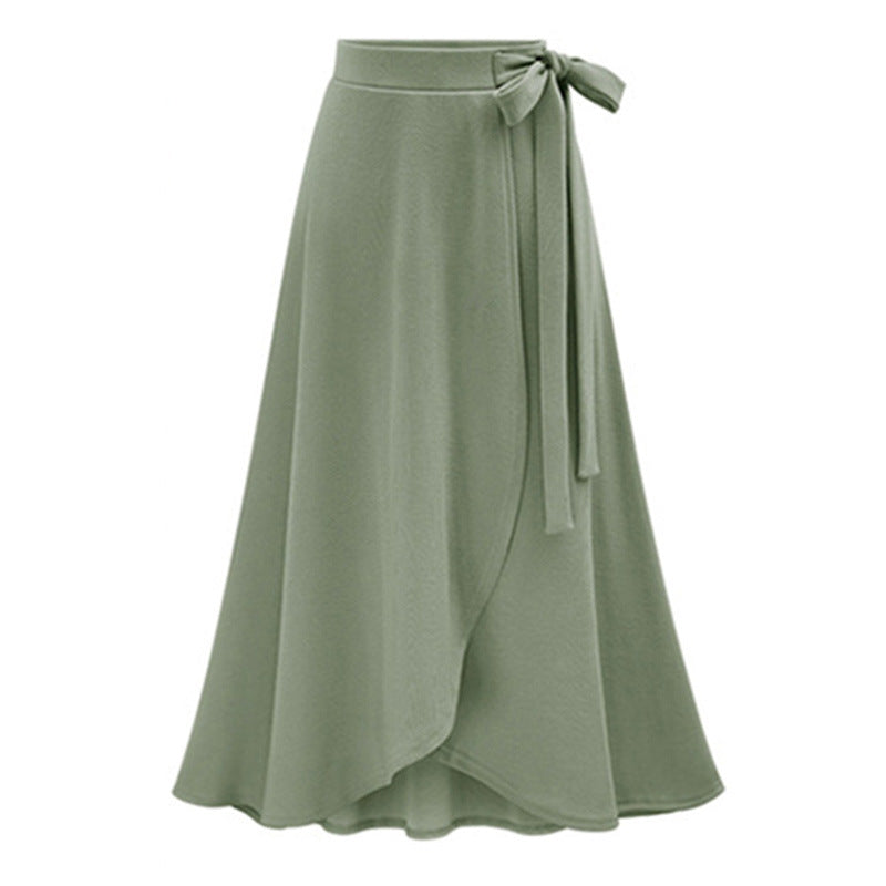 Women's skirt 2025 Autumn New High waist asymmetric skirt slit skirt European and American plus size women's clothes lace-up skirt