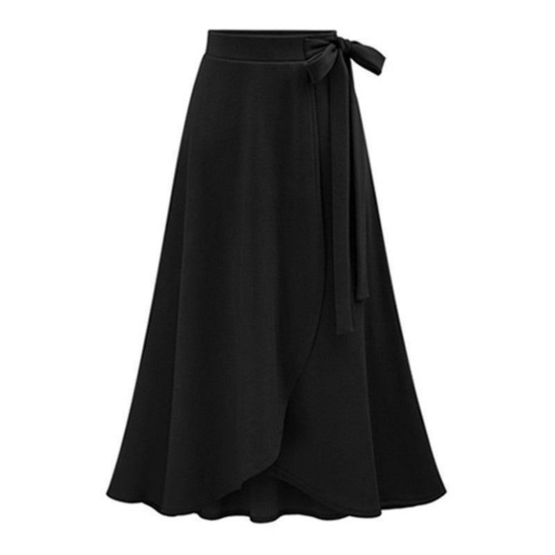 Women's skirt 2025 Autumn New High waist asymmetric skirt slit skirt European and American plus size women's clothes lace-up skirt