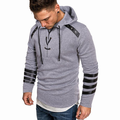 Heren hoodie met leren details