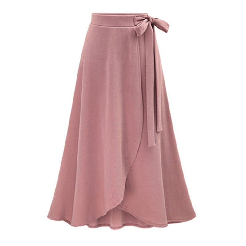 Women's skirt 2025 Autumn New High waist asymmetric skirt slit skirt European and American plus size women's clothes lace-up skirt