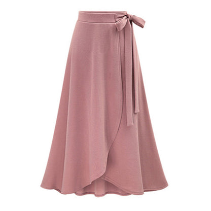 Women's skirt 2025 Autumn New High waist asymmetric skirt slit skirt European and American plus size women's clothes lace-up skirt