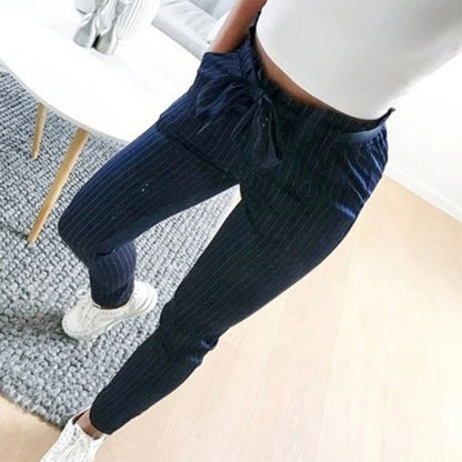 Europese paper bag taille cropped broek
