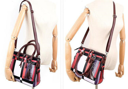 Vintage geruite 4-delige PU-leer tassenset