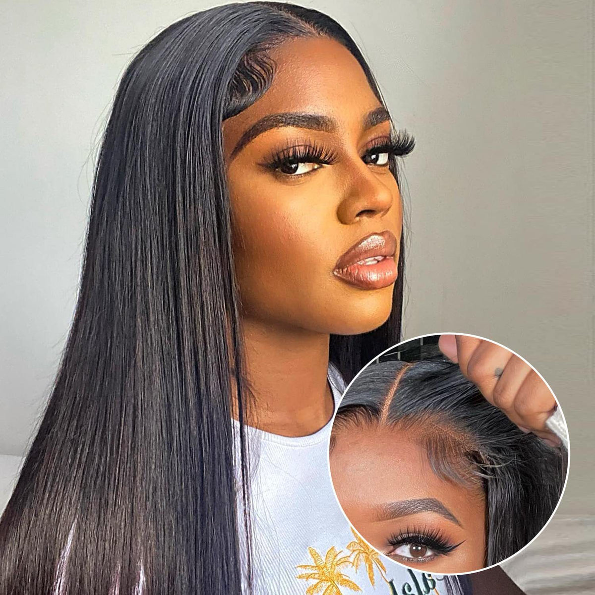 Long Straight Heat Resistant Synthetic Fiber Front Lace 13x4 Wig