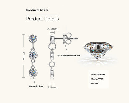 Moissanite Stud Oorbellen Kwastje Oorhangers Speciale Design