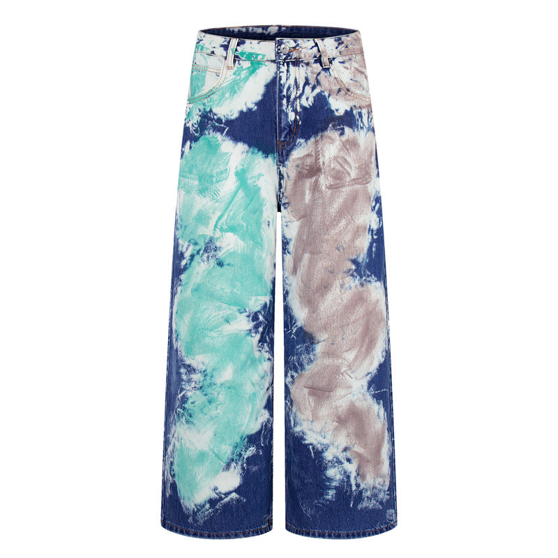 Unisex Loose Wide-leg High Street Trendy Distressed Long Pants