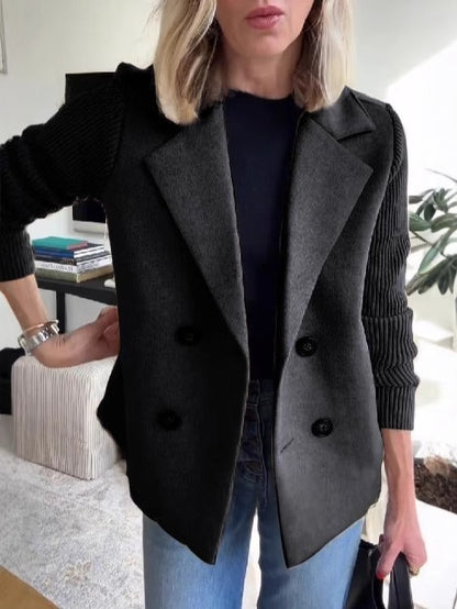 Women's Elegant Wool Stitching Coat