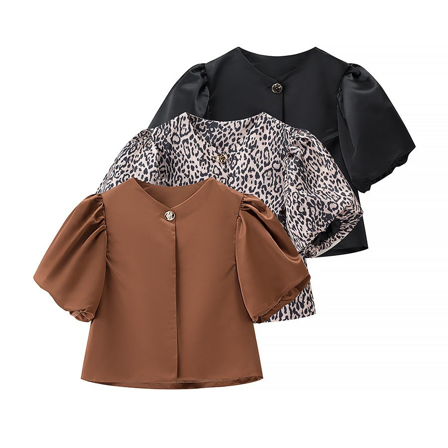 Women's Fashion Casual Bubble Sleeve Blouse