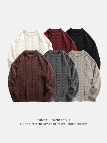 Texture knitted crew-neck sweater