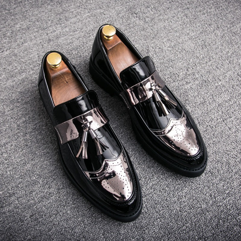 Lakleren schoenen in Britse stijl met hoge profielzool