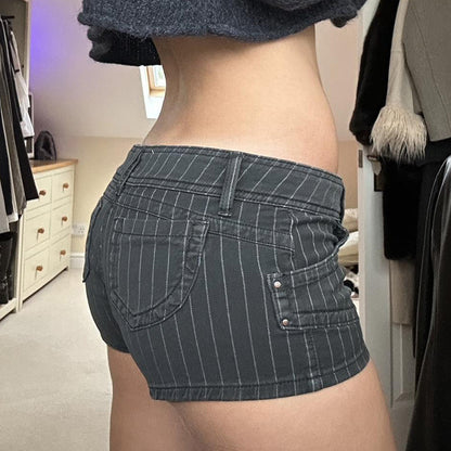 Striped Pocket Denim Shorts