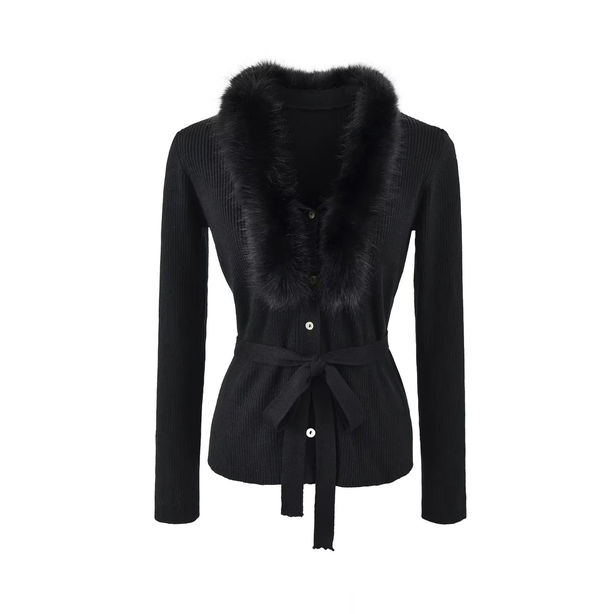 French Style V-Neck Wool Cashmere Knit Cardigan