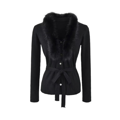 French Style V-Neck Wool Cashmere Knit Cardigan