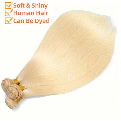Straight Human Hair Bundles Light Gold